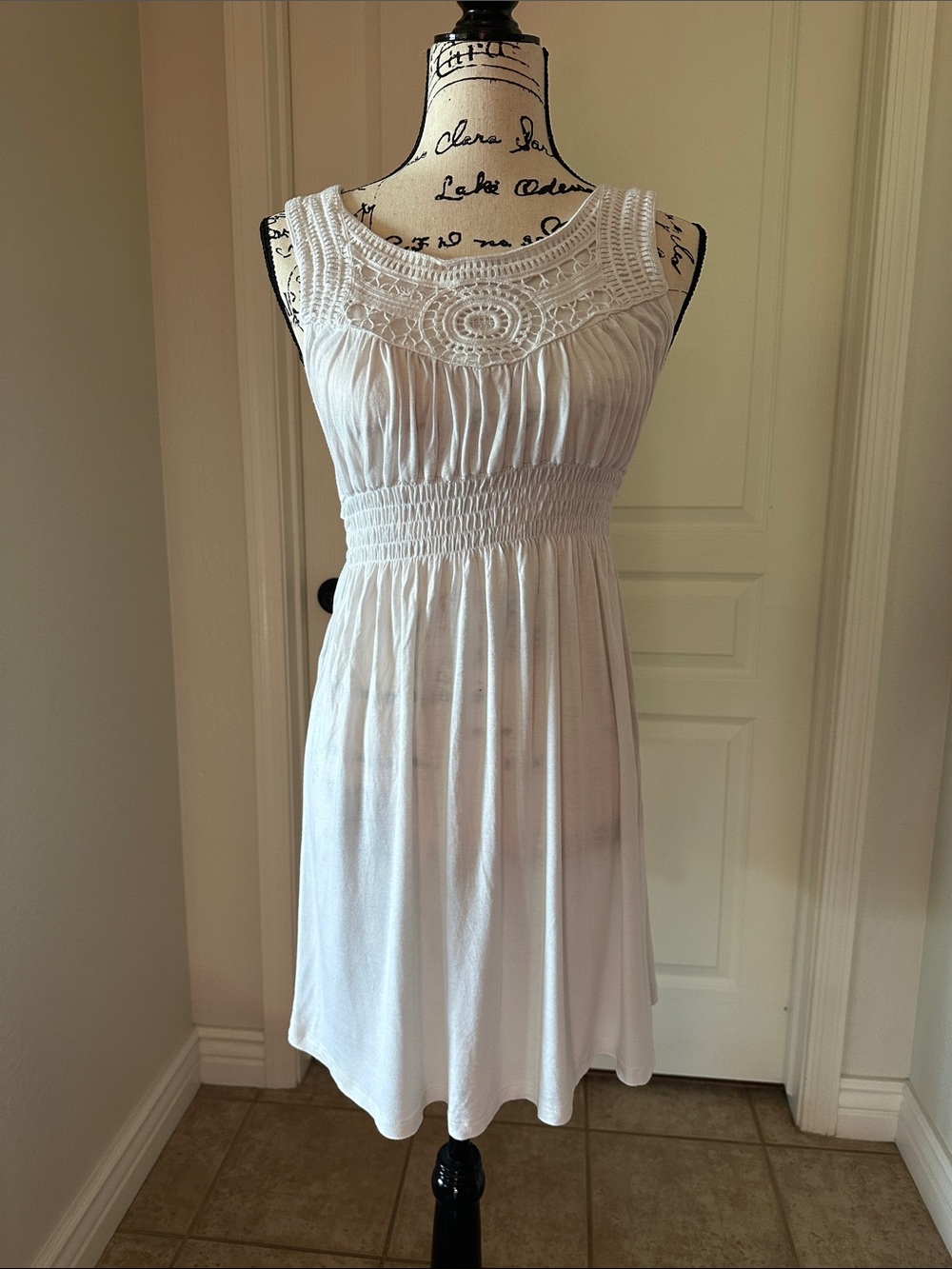Forever 21 White Crochet Yoke Swim Coverup Dress